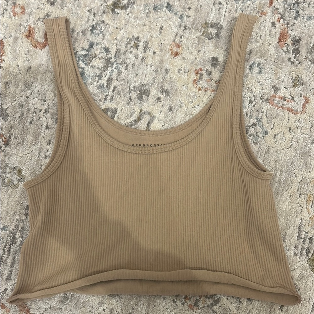 Aeropostale Tan Ribbed Sleeveless Crop Tank